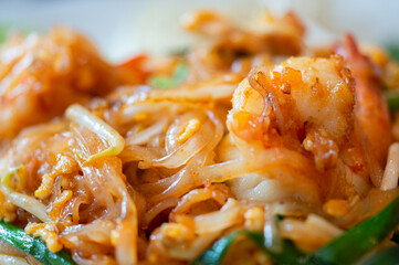 Close-up photo of Pad Thai. Asian food.