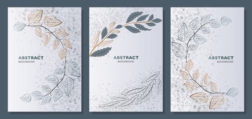 Abstract foliage cover set. Luxury invitation card