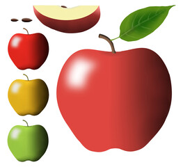 Pears and apples are seen in 3-d illustrations to be used as graphic resoources.