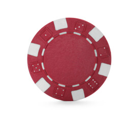 Naklejka premium Red casino chip isolated on white. Poker game