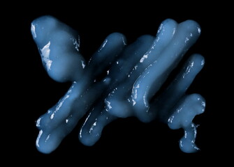 Blue gel, cream isolated on black background