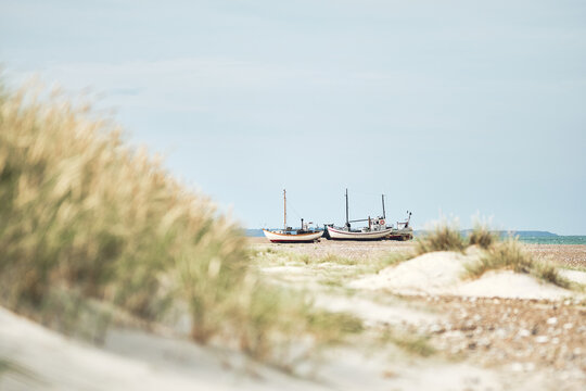 Fishing Boats at Slettestrand in Denmark. High quality photo