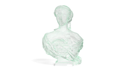 3d render glass bust woman green isolated light