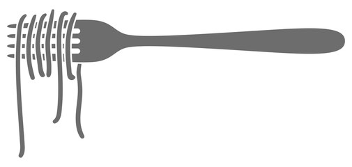 Illustration of Italian pasta spaghetti on fork. Culinary image for menu of restaurants.