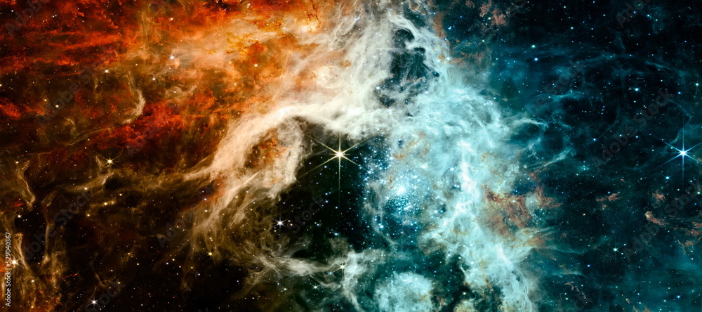 Wall mural cosmic tarantula abstraction space background for design. deep space with cosmic clouds stars and pl