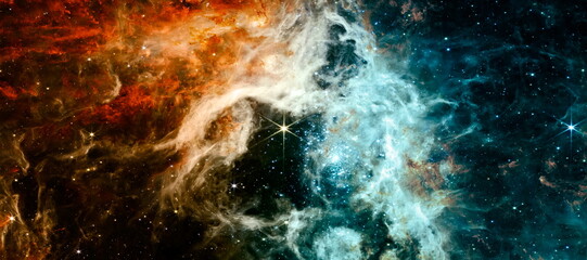 Cosmic Tarantula  abstraction space background for design. Deep Space with Cosmic Clouds Stars and...