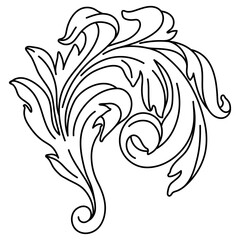 Fototapeta premium Decorative floral element in baroque style. Engraved black curling plant.