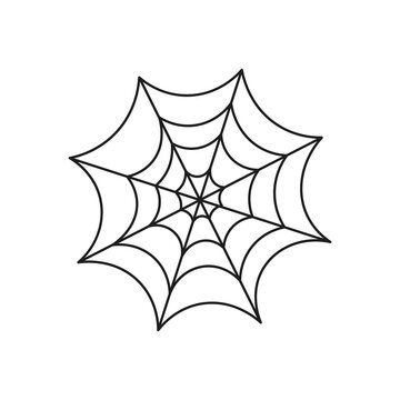 Spider web silhouette for Halloween design in cute cartoon style.