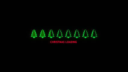 Progress bar showing loading Christmas with flashing glowing red text. Design element. 3d render