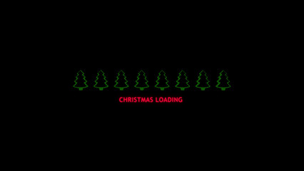 Fototapeta na wymiar Progress bar showing loading Christmas with flashing glowing red text. Design element. 3d render