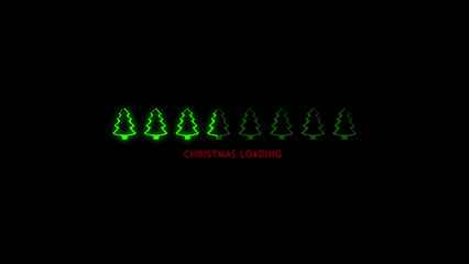 Progress bar showing loading Christmas with flashing glowing red text. 3d rendering