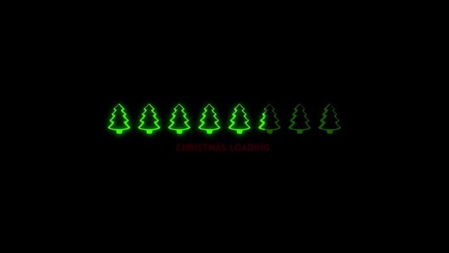 Progress bar showing loading Christmas with flashing glowing red text. 4K stock video footage, motion graphic animation, design element