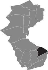 Black flat blank highlighted location map of the 
BOY DISTRICT inside gray administrative map of Bottrop, Germany