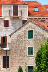 Traditional Mediterranean architecture in Supetar, on island Brac, Croatia.