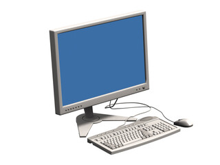 Fototapeta premium Computer monitor, keyboard and mouse.