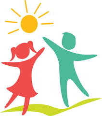 Happy Kids Playing Outside Under the Sun