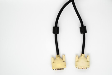 DVI digital visual interface cable for video transmission isolated on white background