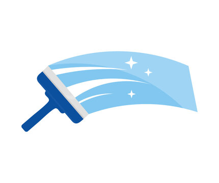 Сleaning window with squeegee and wiper logo design. Rubber squeegee cleans a soaped window and clears. Сoncept for tranparency or spring cleaning vector design and illustration.
