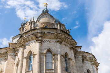Fototapeta premium Pseudo-Gothic Orthodox Trinity Cathedral, one of the most unusual churches in Gus Zhelezny, Russia 