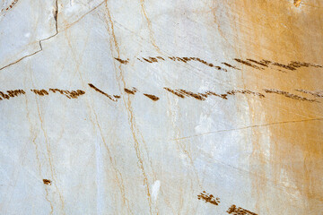 Texture of sandstone with many cracks, orange and white