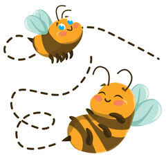 Illustration of cute bees on white background