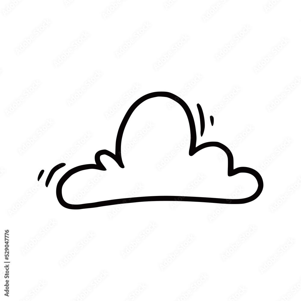 Poster Hand drawn cloud set. Doodle sketch style cloud. Simple outline scribble draw. Vector illustration.