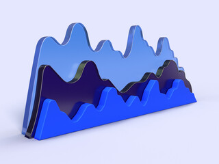 3D graph chart with a colorful separated section on a light background. Illustration for sustainable business, ecological development, or big data. visualization of information.