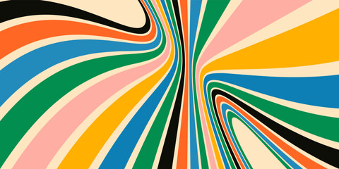 Retro Groovy  Background. 70's Vibes Vector Design. Trendy Y2k Backdrop . Funky Retro Wallpaper. - obrazy, fototapety, plakaty