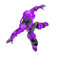 mega robotin action on white background top view