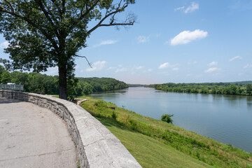 Fototapeta na wymiar Dover, Tennessee: Fort Donelson National Battlefield American Civl War Site. Confederates built upper and lower river batteries to defend the Cumberland River. Heavy seacoast artillery.