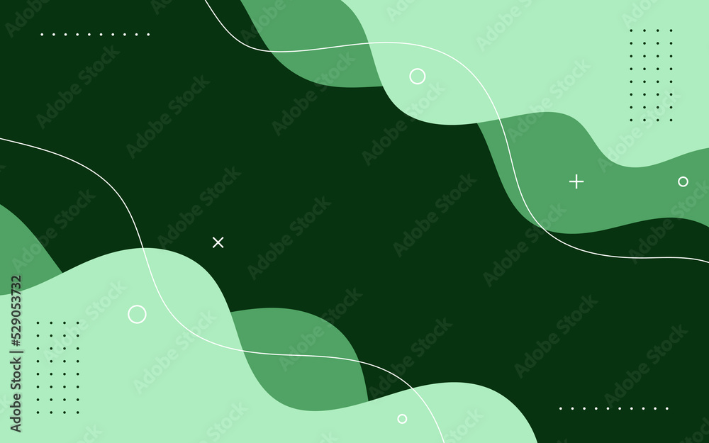 Canvas Prints modern abstract background with retro memphis element and wave soft dark green pastel color
