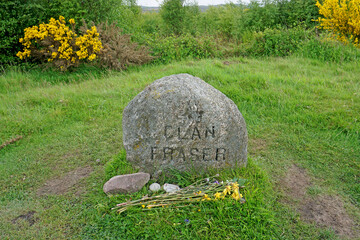 A “Clan Frasier” grave marker on the battlefield at Culloden Moor placed after the battle that...