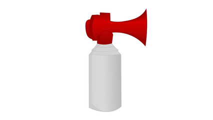 Meme Air Horn Illustration: MLG internet joke, sport icon or flat alert symbol. Red siren with grey can on a white background to show loud sound.
