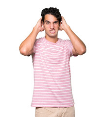 Fototapeta premium Crazy young man making a gesture of despair