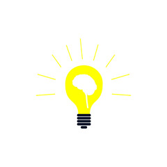 creative design human brain on light bulb symbol. vector illustration