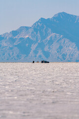 Landscape view on the lake Bonneville in Utah state and its texture at sunny day