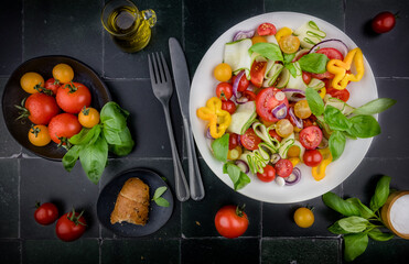 fresh vegetable salad on the table