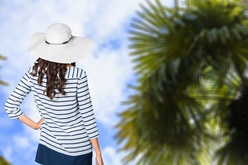 Fototapeta premium Young happy woman enjoying the resort