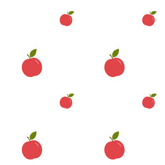 Seamless vector pattern with pink apple isolated on a white background. Flat.