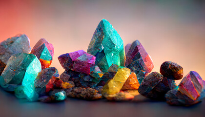 Colorful crystal rocks gem stones