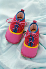 Close-up of a pair of baby booties