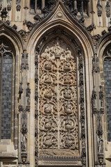 Obraz premium Ornate stonework outside St. Lambert's Church in Munster, North Rhine-Westphalia, Germany
