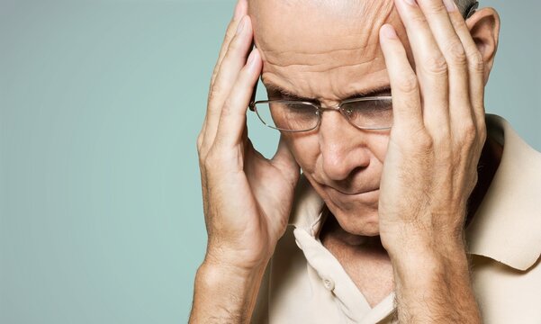 Elderly people with vertigo, dizziness, neurological disease, ear disease, vertigo in the elderly concept.