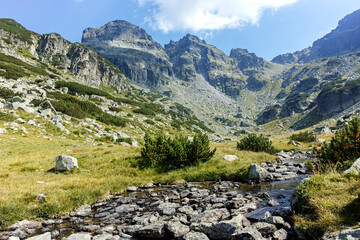 Obraz premium Summer landscape of Rila Mountain near Malyovitsa hut, Bulgaria