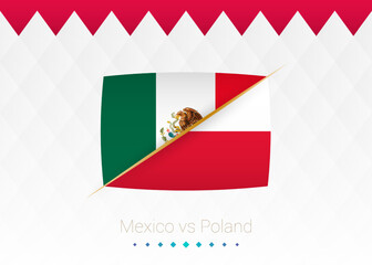National football team Mexico vs Poland. Soccer 2022 match versus icon.
