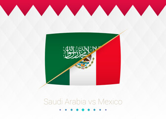 Obraz premium National football team Saudi Arabia vs Mexico. Soccer 2022 match versus icon.