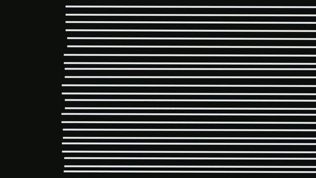 white pattern horizontal lines moving from right on black background simple plane straight lines animation design effect