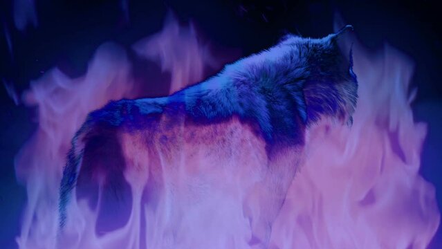 Psychedelic Wolf In Fire VJ Montage