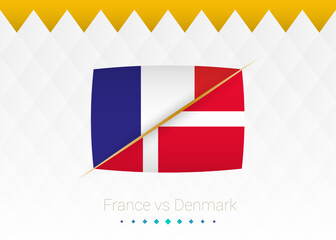 National football team France vs Denmark. Soccer 2022 match versus icon.