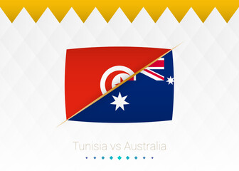 National football team Tunisia vs Australia. Soccer 2022 match versus icon.